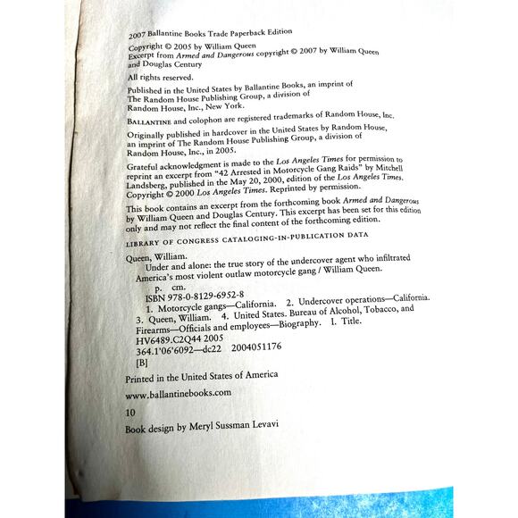 Under and Alone William Queen True Story Undercover Agent Motorcycle Gang Book - Picture 4 of 7